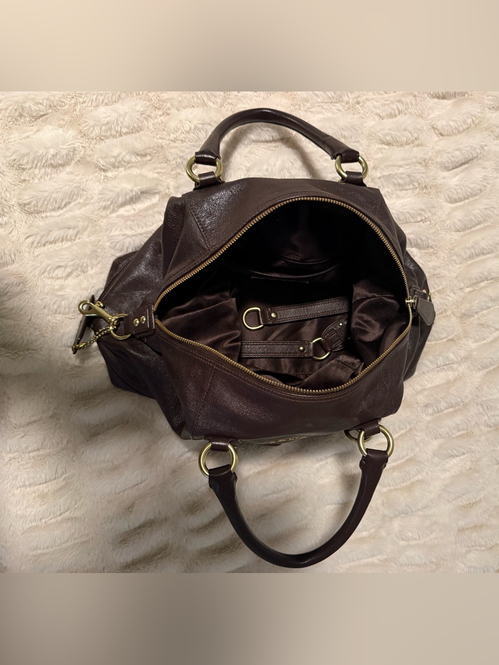 Coach Brown Leather Tote with Gold Hardware - Picture 3 of 8